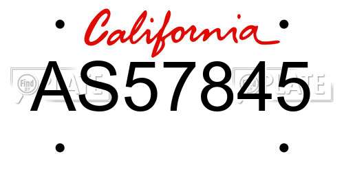 AS57845 California License Plate