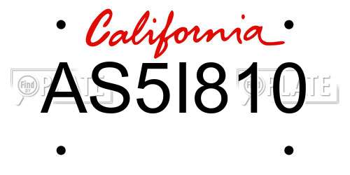 AS5I810 California License Plate