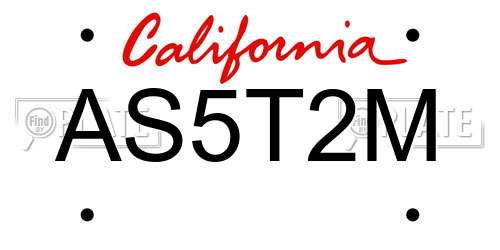 AS5T2M California License Plate