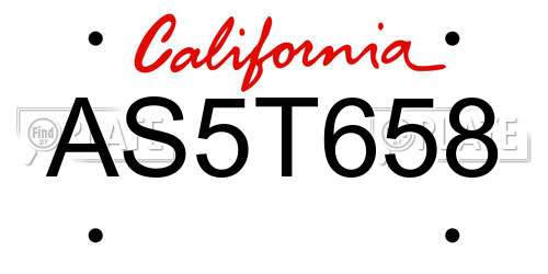 AS5T658 California License Plate