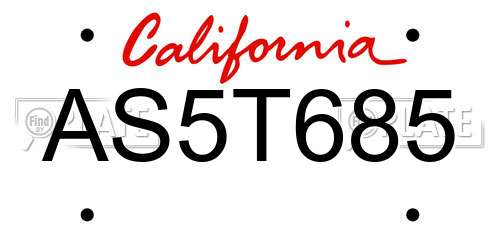 AS5T685 California License Plate