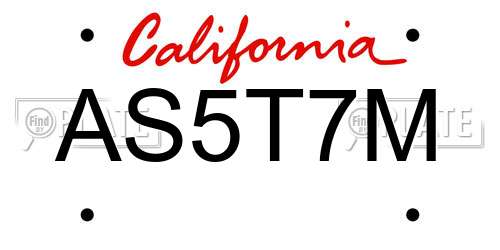 AS5T7M California License Plate