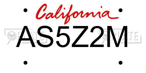 AS5Z2M California License Plate