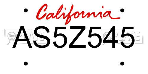 AS5Z545 California License Plate