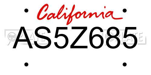 AS5Z685 California License Plate