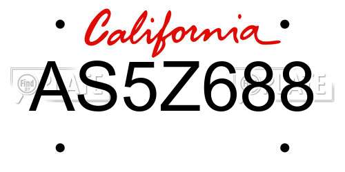 AS5Z688 California License Plate