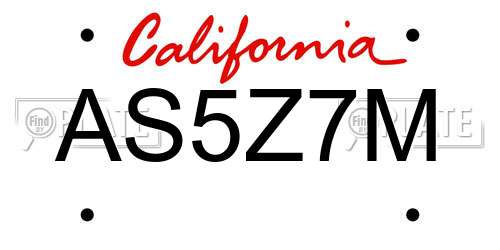 AS5Z7M California License Plate