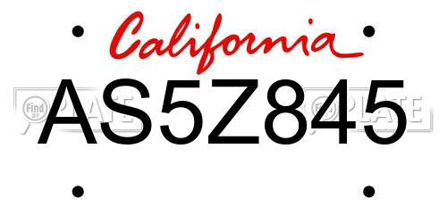 AS5Z845 California License Plate