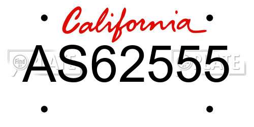 AS62555 California License Plate