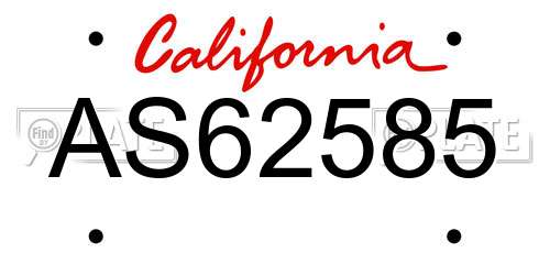 AS62585 California License Plate