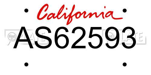 AS62593 California License Plate
