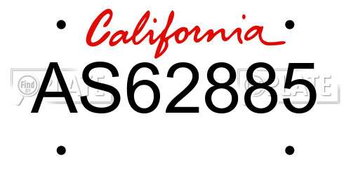 AS62885 California License Plate
