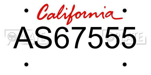 AS67555 California License Plate