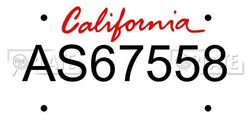 AS67558 California License Plate