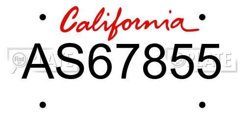 AS67855 California License Plate