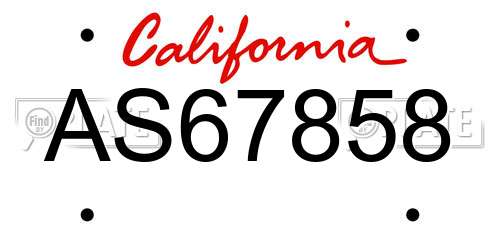 AS67858 California License Plate