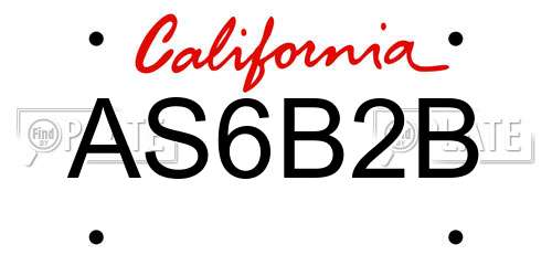AS6B2B California License Plate