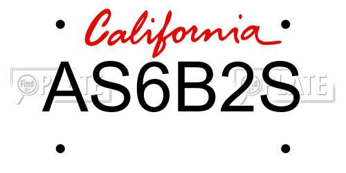 AS6B2S California License Plate