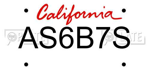 AS6B7S California License Plate