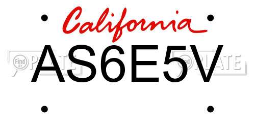 AS6E5V California License Plate