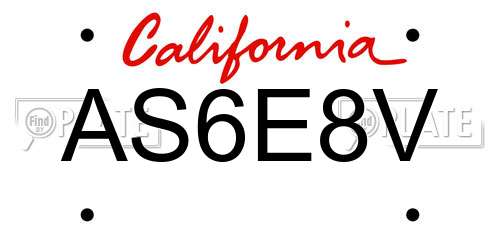 AS6E8V California License Plate