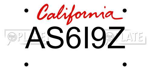 AS6I9Z California License Plate