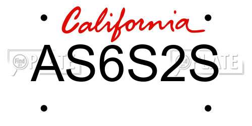 AS6S2S California License Plate