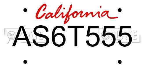 AS6T555 California License Plate