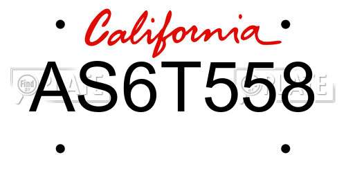 AS6T558 California License Plate