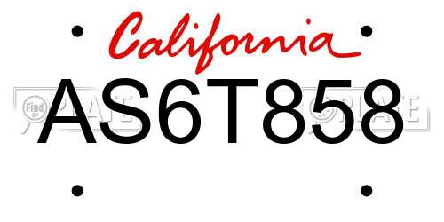 AS6T858 California License Plate