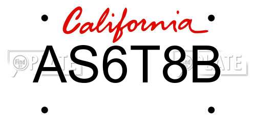 AS6T8B California License Plate