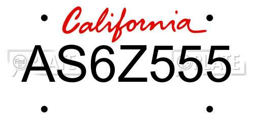AS6Z555 California License Plate