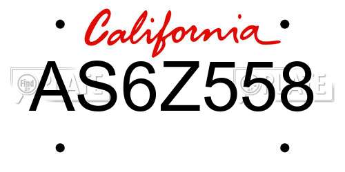 AS6Z558 California License Plate