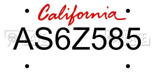 AS6Z585 California License Plate