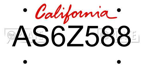 AS6Z588 California License Plate