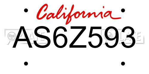 AS6Z593 California License Plate