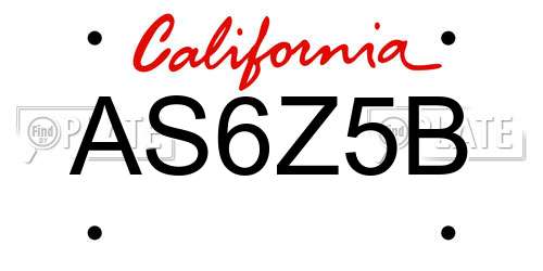 AS6Z5B California License Plate