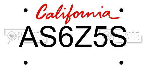 AS6Z5S California License Plate