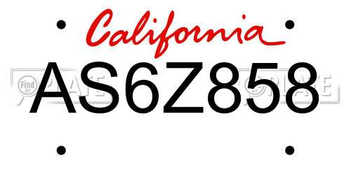 AS6Z858 California License Plate