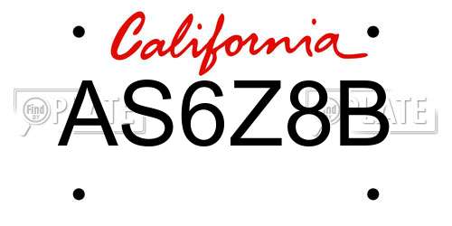 AS6Z8B California License Plate