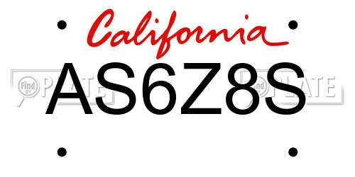 AS6Z8S California License Plate