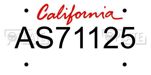 AS71125 California License Plate
