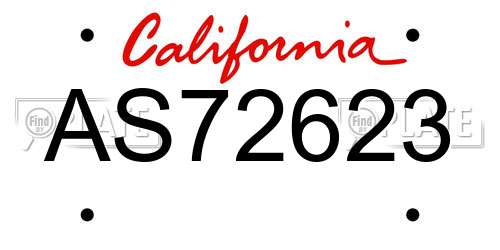 AS72623 California License Plate