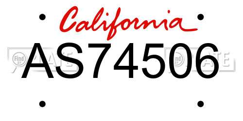 AS74506 California License Plate