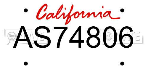AS74806 California License Plate