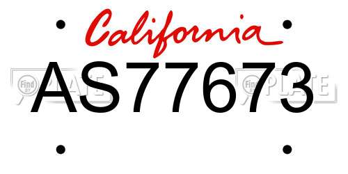 AS77673 California License Plate