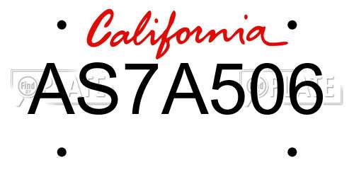AS7A506 California License Plate