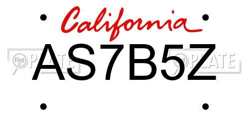 AS7B5Z California License Plate