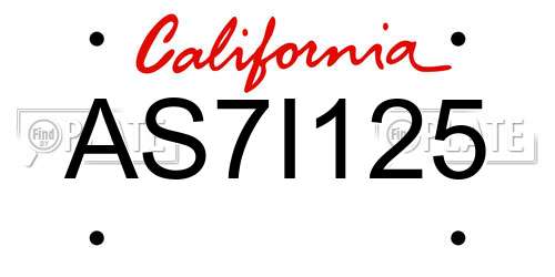 AS7I125 California License Plate