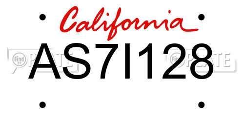 AS7I128 California License Plate